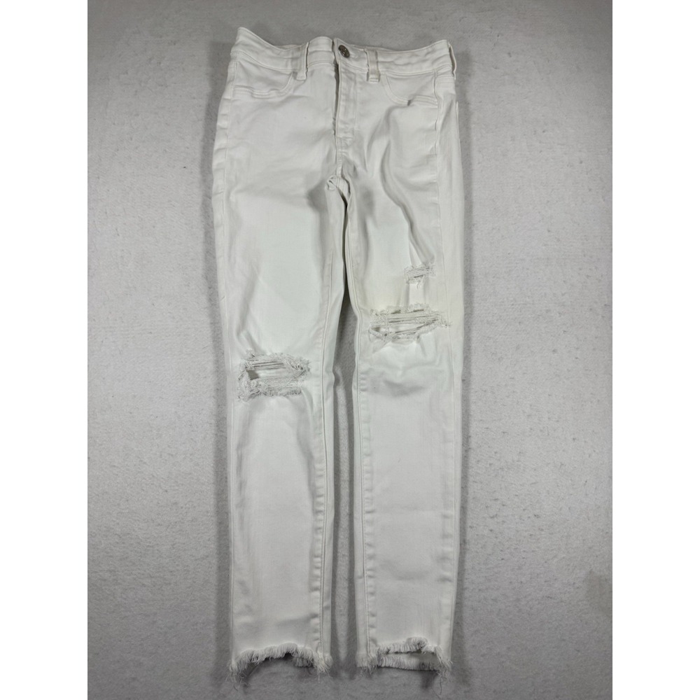 American Eagle Next Level Stretch‎ White Distressed Jeans Women's Size 4R
